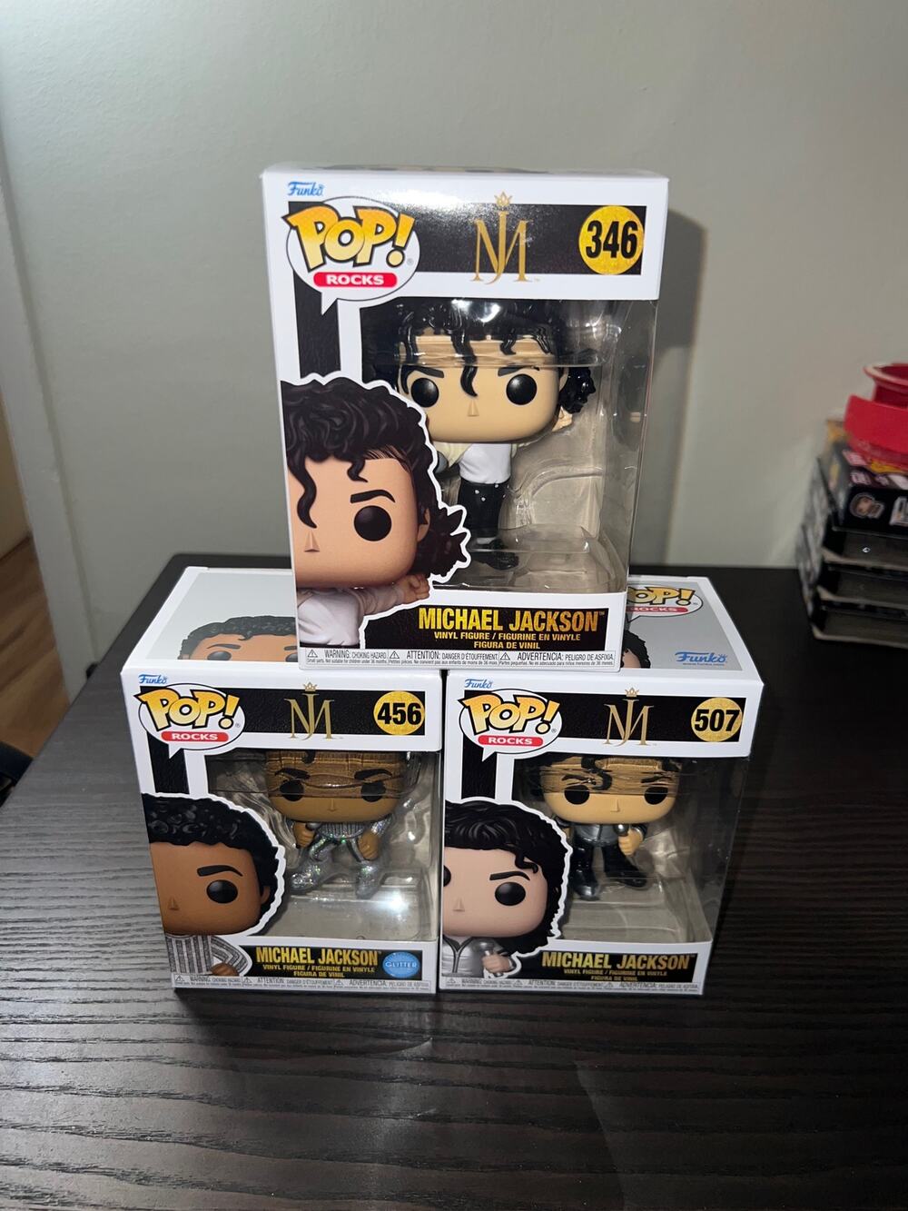 3 Michael Jackson Funko Pops Bad Tour #507 Super Bowl #346 GLITTER Rock You #456